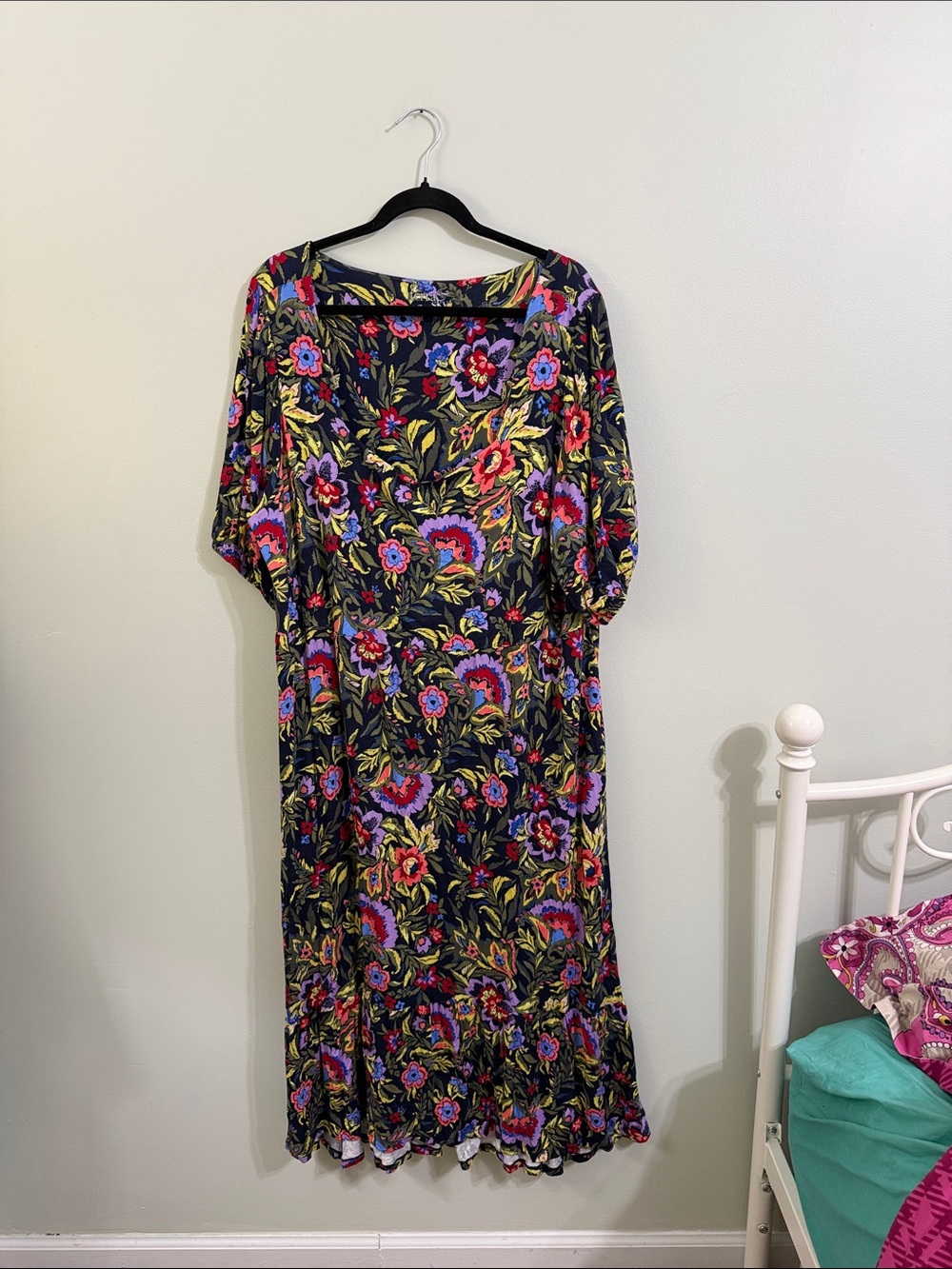 Terra & Sky Black Floral Maxi Dress with Pink, Purple, Yellow and Green Bloom